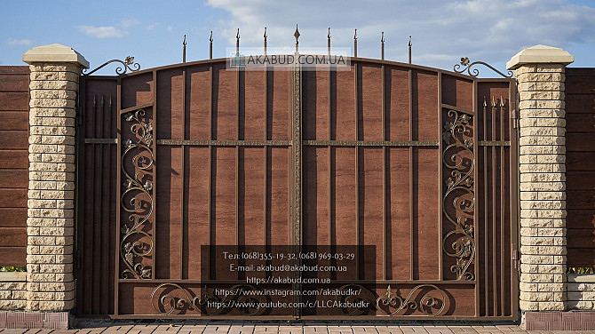 Кованые распашные ворота. Ворота распашные с ковкой Одеса - photo 8