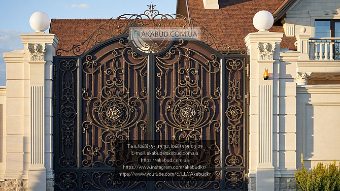 Кованые распашные ворота. Ворота распашные с ковкой Одеса - photo 5