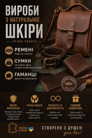 Шкіряні аксесуари ручної роботи на замовлення Київ