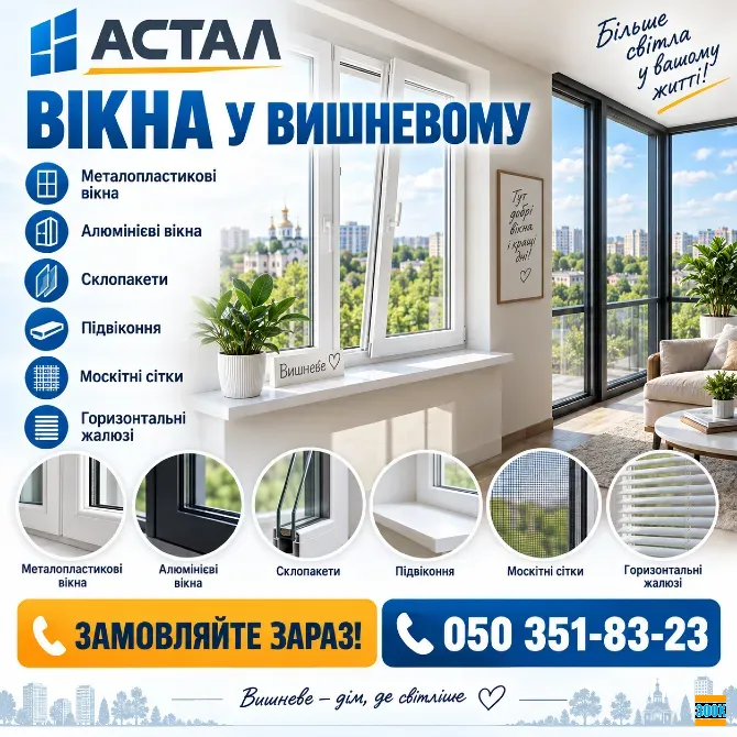 Алюмінієві вікна у Вишневому – сучасні рішення для дому та бізнесу *Астал* Вишнёвое - изображение 1