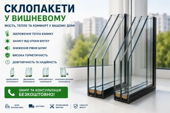Склопакети у Вишневому – продаж та встановлення Вишневе