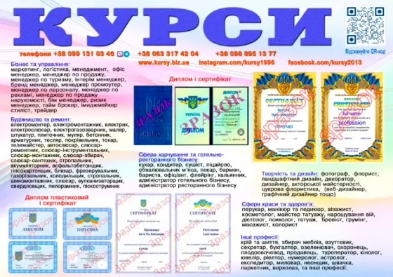 Курси зварника, електрика, слюсаря, токаря, маляра, сантехніка, плиточник Київ