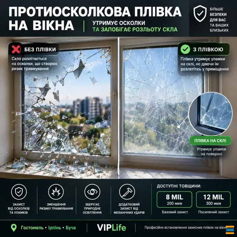 Бронеплівка на вікна від вибухової хвилі: Ірпінь, Буч Ирпень - изображение 6